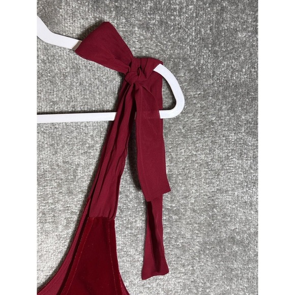 Gibson x Glam Squad Velour Adjustable Tie Strap Tank Top Womens Size XS Red NWT - Picture 8 of 8